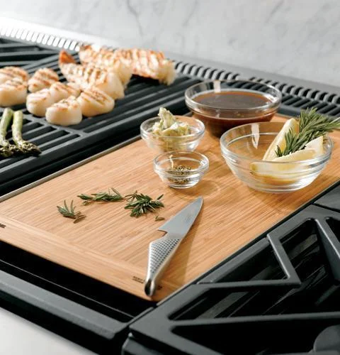 A bamboo cutting board
