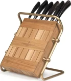 Oak and brass knife block