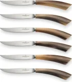 Steak knife set with blond buffalo horn handles