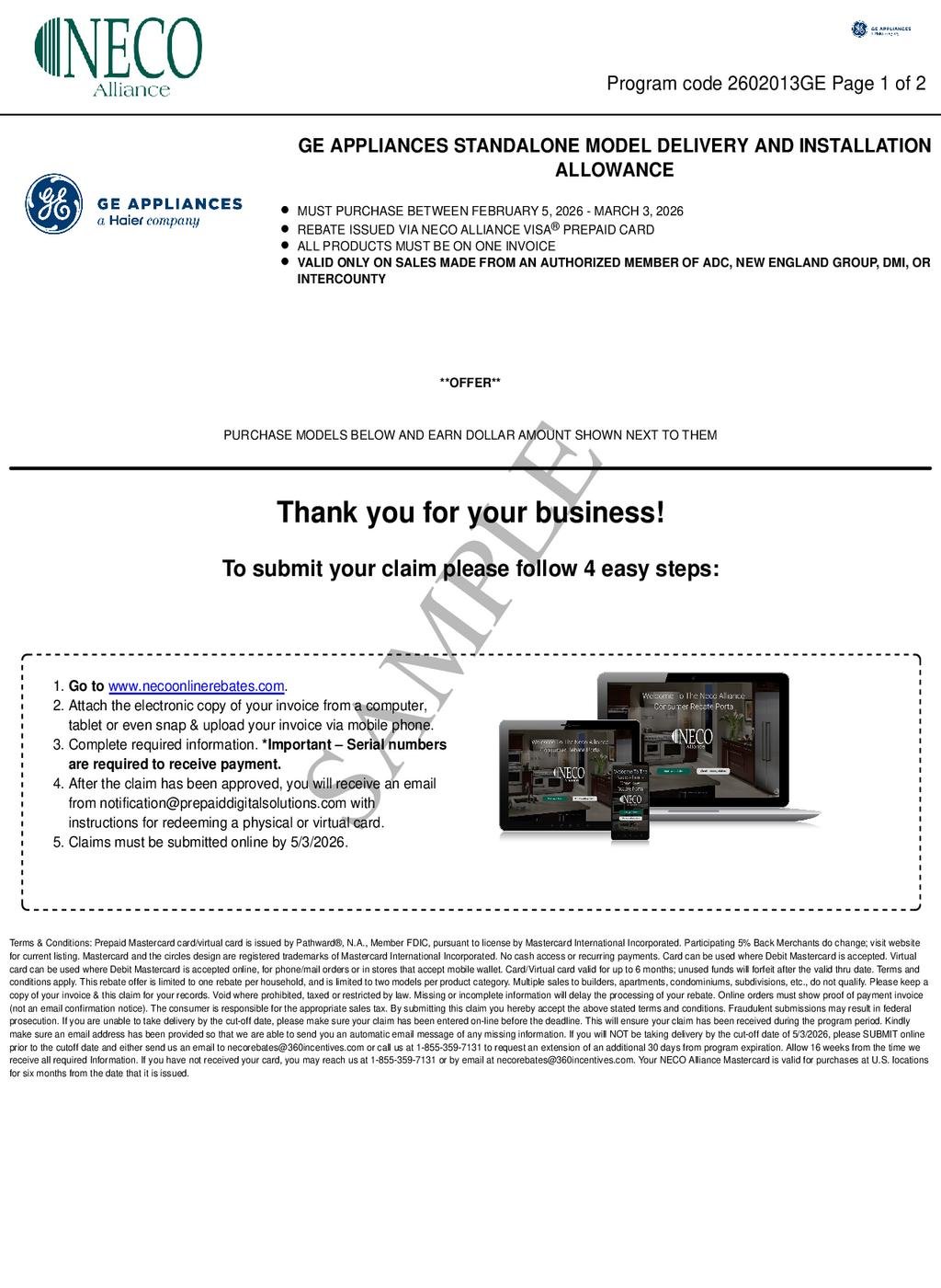 GE: Installation Allowance- Save $150