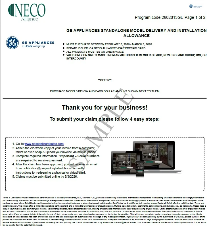 GE: $150 Dishwasher Installation Allowance